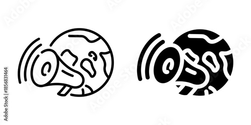 Global marketing icon. Linear and silhouette style.