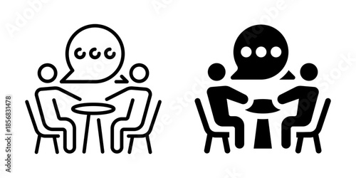 Business meeting icon. Linear and silhouette style.