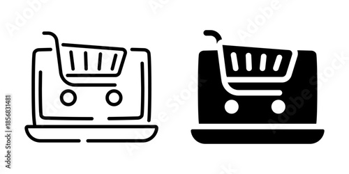 Online shopping icon. Linear and silhouette style.