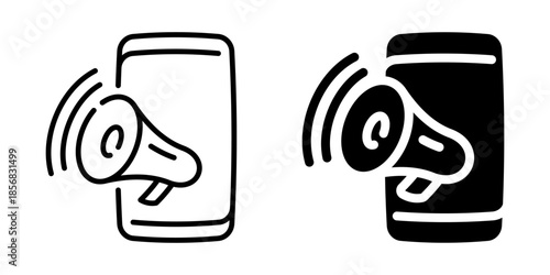 Mobile marketing icon. Linear and silhouette style.