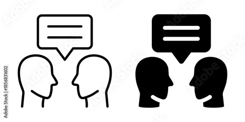 Conversation or discussion icon. Line and silhouette icon.