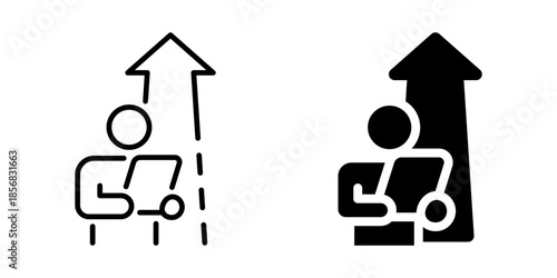Growth and progress icon. Line and silhouette icon.