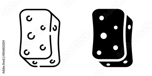 Cleaning sponge icon. Line and silhouette style.