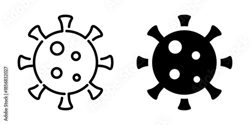 Virus or bacteria symbol. Line and silhouette style.
