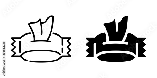 Package with tissue icon. Line and silhouette style.