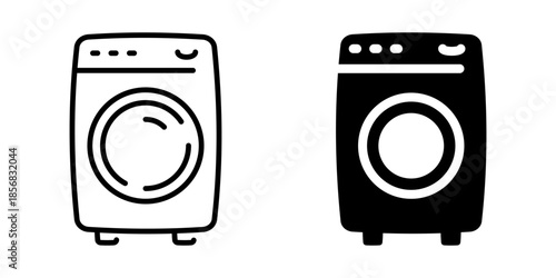 Washing machine icon. Line and silhouette style.