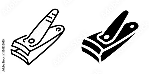Nail clipper icon. Line and silhouette style.