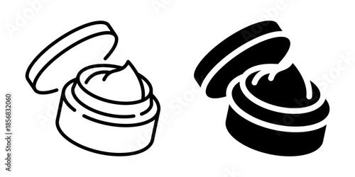 Cosmetic cream icon. Line and silhouette style.