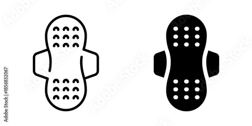 Sanitary pad icon. Line and silhouette style.