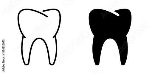 Tooth icon. Silhouette style. Line and silhouette style.