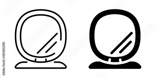 Tabletop vanity mirror icon. Line and silhouette style.