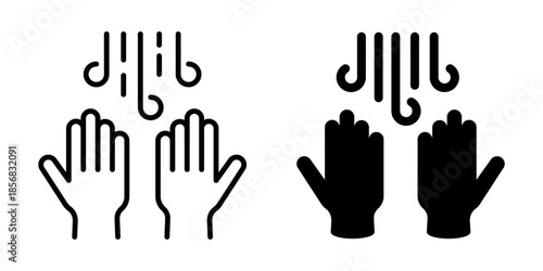 Hand washing icon. Line and silhouette style.