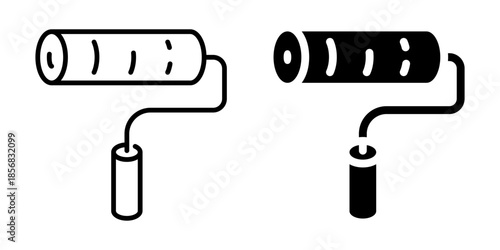 Paint roller icon. Line and silhouette style.