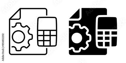 Construction cost estimate icon. Line and silhouette style.