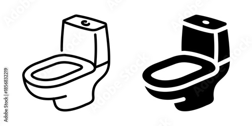Toilet icon. Bathroom symbol. Line and silhouette style.