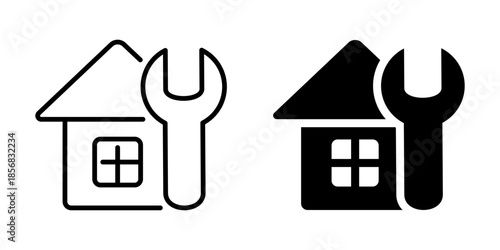 Home repair icon. Line and silhouette style.