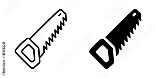 Hand saw icon. Line and silhouette style.