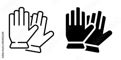 Protective work gloves icon. Line and silhouette style.