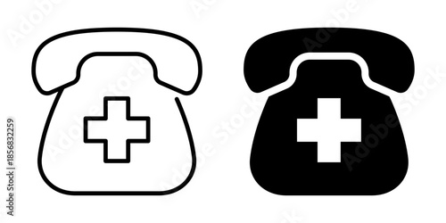 Emergency call icon. Line and silhouette style.