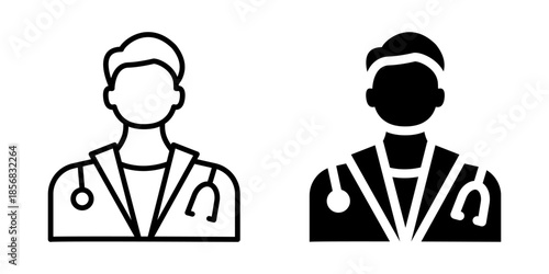 Medical doctor icon. Line and silhouette style.