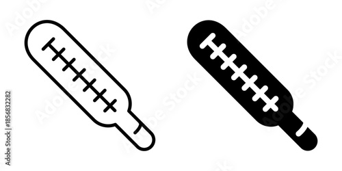 Medical thermometer icon. Line and silhouette style.