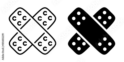 Medical plaster icon. Line and silhouette style.