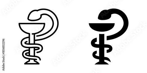 Pharmacy symbol icon. Line and silhouette style.