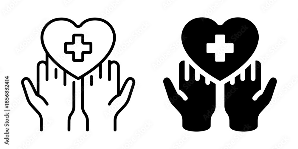 Obraz premium Health support icon. Line and silhouette style.