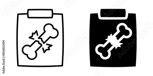 Bone fracture icon. Line and silhouette style.