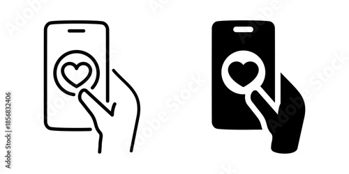 Organ donation icon. Line and silhouette style.