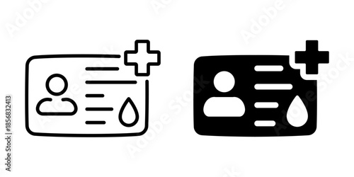 Medical card icon. Line and silhouette style.