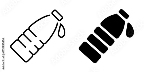 Water bottle icon. Line and silhouette style.