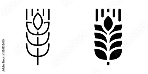 Wheat icon for grain food. Line and silhouette style.