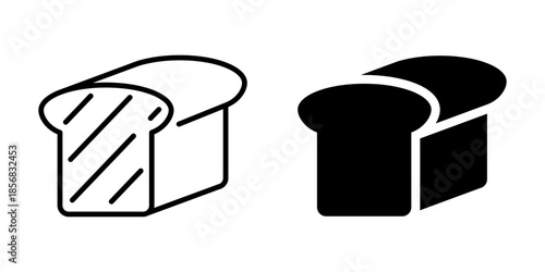 Bread loaf icon. Line and silhouette style.