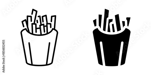 French fries icon. Line and silhouette style.