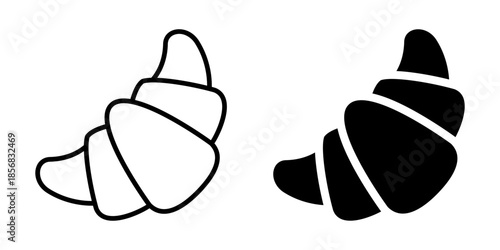 Croissant icon bakery pastry. Line and silhouette style.
