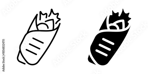 Wrap sandwich icon. Line and silhouette style.