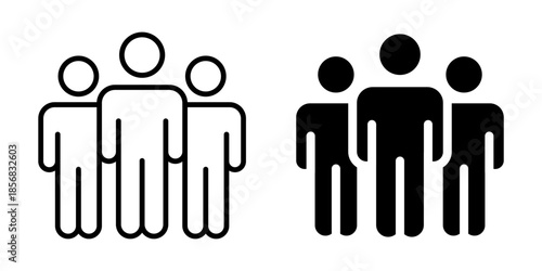 Family group together symbol. Line and silhouette style.