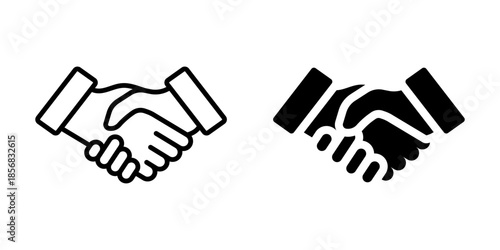 Business handshake agreement deal icon. Line and silhouette style.