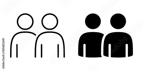 Two people users profile icon. Line and silhouette style.