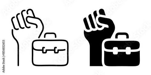 Business empowerment success motivation icon. Line and silhouette style.