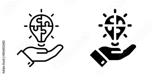Creative idea solution support icon. Line and silhouette style.