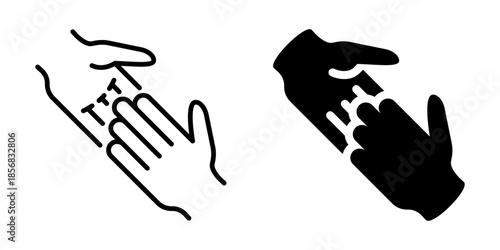 Helping hands support care icon. Line and silhouette style.