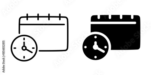 Schedule calendar time planning icon. Line and silhouette style.