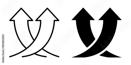Curved arrow symbol in minimalist style for direction and progress representation