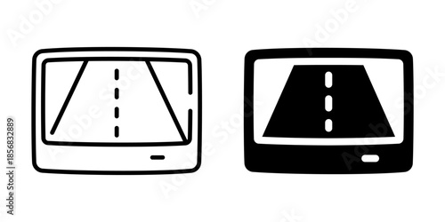 Rear view car camera display: dual style road visuals