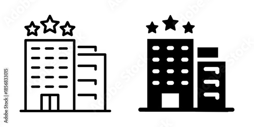 Modern iconic building designs featuring stars in linear and bold styles