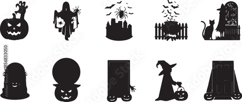 Halloween icons isolated on transparent background