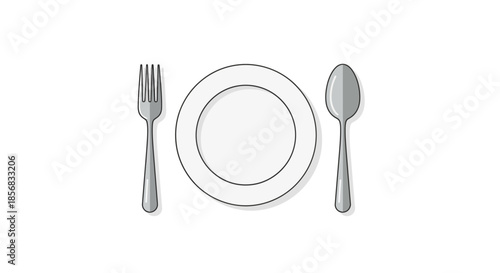 Elegant Place Setting - Plate, Fork, and Spoon for Dining.