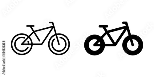 Silhouette and linear bicycle icons: bold and minimalist designs